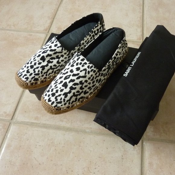 Saint Laurent Animal-Print Canvas Espadrilles 7.5 - Picture 1 of 14